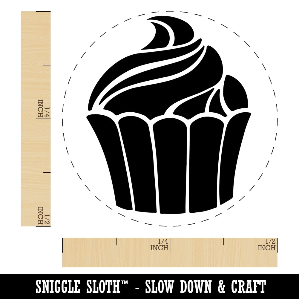 Yummy Sweet Cupcake Birthday Anniversary Celebration Self-Inking Rubber Stamp Ink Stamper - Fuchsia Ink - Mini 1/2 Inch
