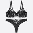 thumbnail image 2 of Levmjia Women Floral Lace Lingerie Set Wirefree Lace Adjustable Shoulder Straps Push Up Bra Thong Panties Soft Breathable Daily Honeymoon Romantic Bedroom Night Occasions, 2 of 5