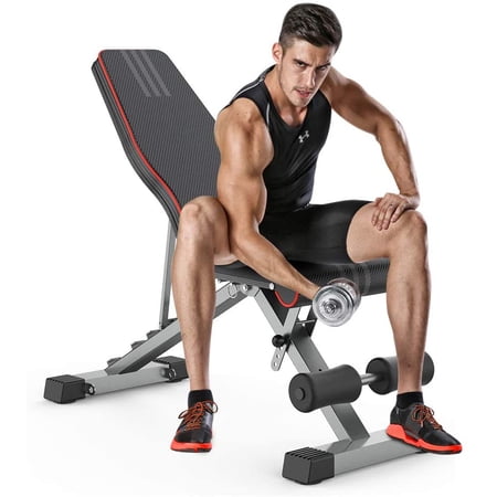 Delfy 13 Level Adjustable Weight Bench Commercial Multi-use/Foldable Home Training/Incline/Decline/Flat Workout Bench for Home Gym