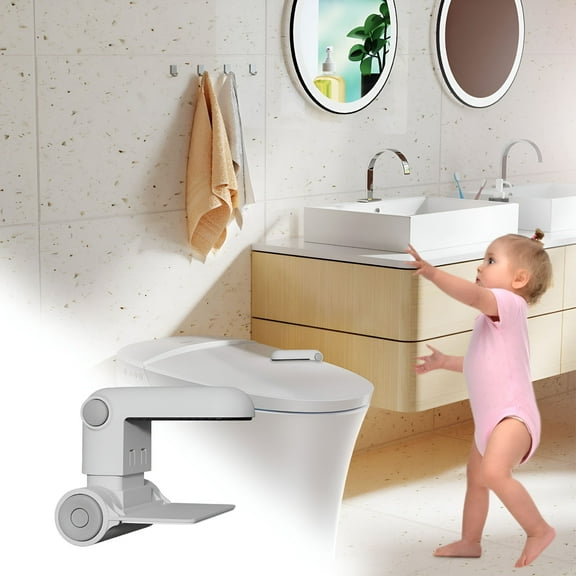 LAMIRO Baby Proof Toilet Lock, Child Safety Adhesive Toilet Lid Lock Prevent ing, No Drill Bathroom Safety Device for Toddlers 1-3 Years, Durable & Easy Install