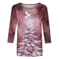 thumbnail image 5 of Holiday Gifts! Titcea Christmas Shirts for Women 3/4 Sleeve Round Neck Glitter Xmas Tree Print Pullover Christmas Sweaters 2024 Fashion Casual Tops, 5 of 5