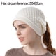thumbnail image 2 of Gorro de cola de caballo para mujer, gorro de invierno cálido con cola de caballo, suave, elástico, tejido de cable, gorro de moño alto desordenado, 2 of 5