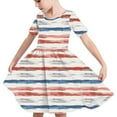 thumbnail image 6 of MKOSPLRT Striped Dresses for Girl 4-14 Years Short Sleeve Crew Neck Swing Skater Twirl Dresses Color Block Midi A Line Dresses, 6 of 8