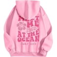 thumbnail image 5 of Pink Graphic Hoodie For Women 2024 Cute Preppy Sweatshirt Long Sleeve Drawstring Pullover Tops With Pockets, 5 of 5