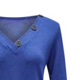 thumbnail image 5 of CEHVOM Mode Femmes Col en V à Boutons Uni Décontracté Ample Manches Longues T-shirt pour Femmes, 5 of 5