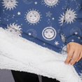 thumbnail image 3 of Oversized Wearable Blanket Hoodie,Dark Blue Sun Moon Star Pattern Sherpa Blanket Hoodie with Super Pockets,Super Warm Fuzzy Pullover for Women & Men, 3 of 6