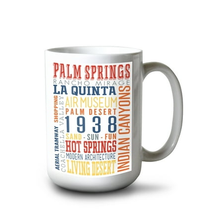 

15 fl oz Ceramic Mug Palm Springs California Typography (Multi-Color) Dishwasher & Microwave Safe