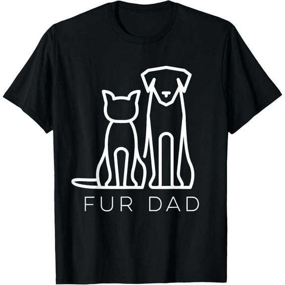 Fur Dad Pet Lover Cat Dog Dad Husband Funny Fathers Day Wife T-Shirt men and women can wear, black, white, gifts