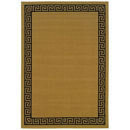 Greek Key Outdoor Rug Style Haven StyleHaven Greek Key Borders Beige/Black Indoor-Outdoor Area Rug (2'3x7'6) - 2'3