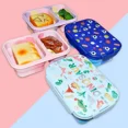 thumbnail image 3 of Rectangular Silicone Folding Lunch Box Refrigerator Crisper Student Outdoor Picnic Lunch Box Children's Lunch Box Lunch Box Skyblue 215x155mm, 3 of 6