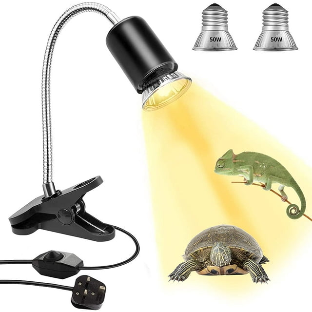 Lámpara de calor de tortuga (50W+50W, enchufe europeo), lámpara de reptil E27 UVA/UVB con soporte, foco de calor lámpara de reptil lámpara de calentamiento de acuario para reptiles anfibios lagartos t