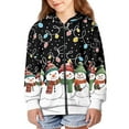 thumbnail image 4 of chaqlin Christmas Snowman Hoodies for Girls Boys Trendy Y2K Zip up Hoodie Kids Long Sleeve Hoodies Sweatshirts Lightweight Loose Sports Jackets with Pocket, 4 of 7