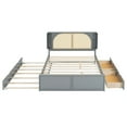 thumbnail image 5 of Queen Bed Frame, Rattan Headboard Bed with Two Drawers and Trundle, Solid Wood Platform Boho Bed Frame, No Box Spring Needed, Bedroom Furniture, Gray, 5 of 9