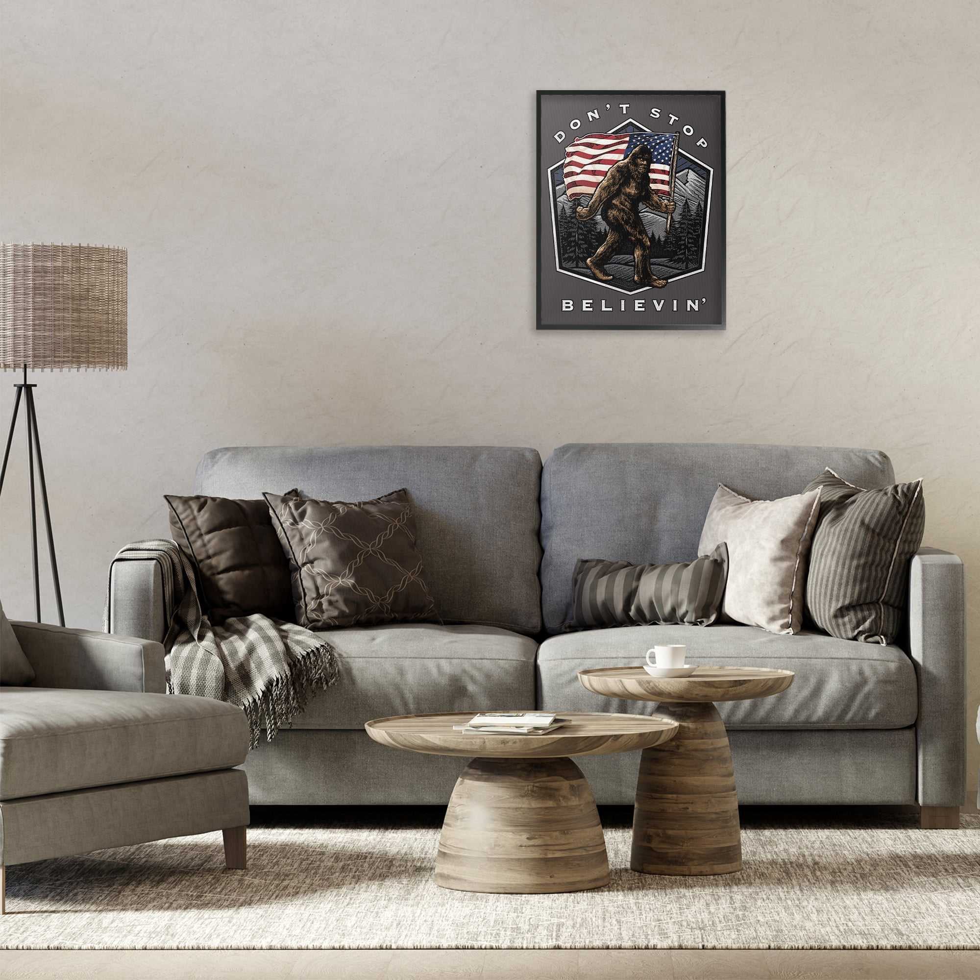 Stupell Industries Don't Stop Believing Novelty Painting Black Framed Art Print Wall Art, 16 x 20
