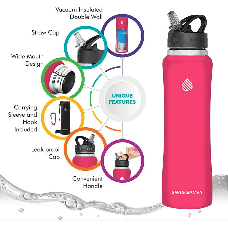 Swig Savvy Sports Water Bottle, Vacuum Insulated Stainless Steel
