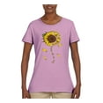 thumbnail image 2 of You Are My Sunshine Skull And Sunflower Inspirational/Christian Womens Graphic T-Shirt, Light Pink, X-Large, 2 of 3