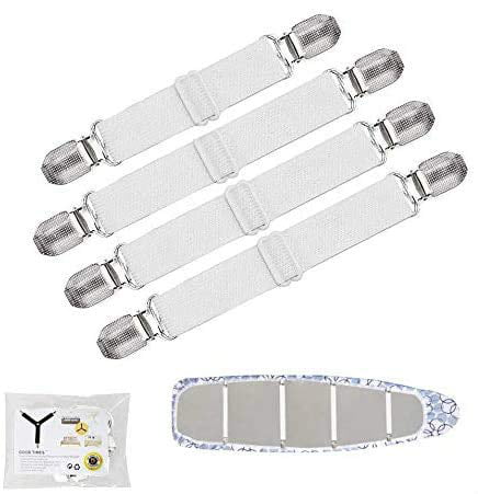 IRONING BOARD COVER FASTENERS ELASTIC BRACE STRAPS LAUNDRY HOME  SET OF 4 CLIPS 