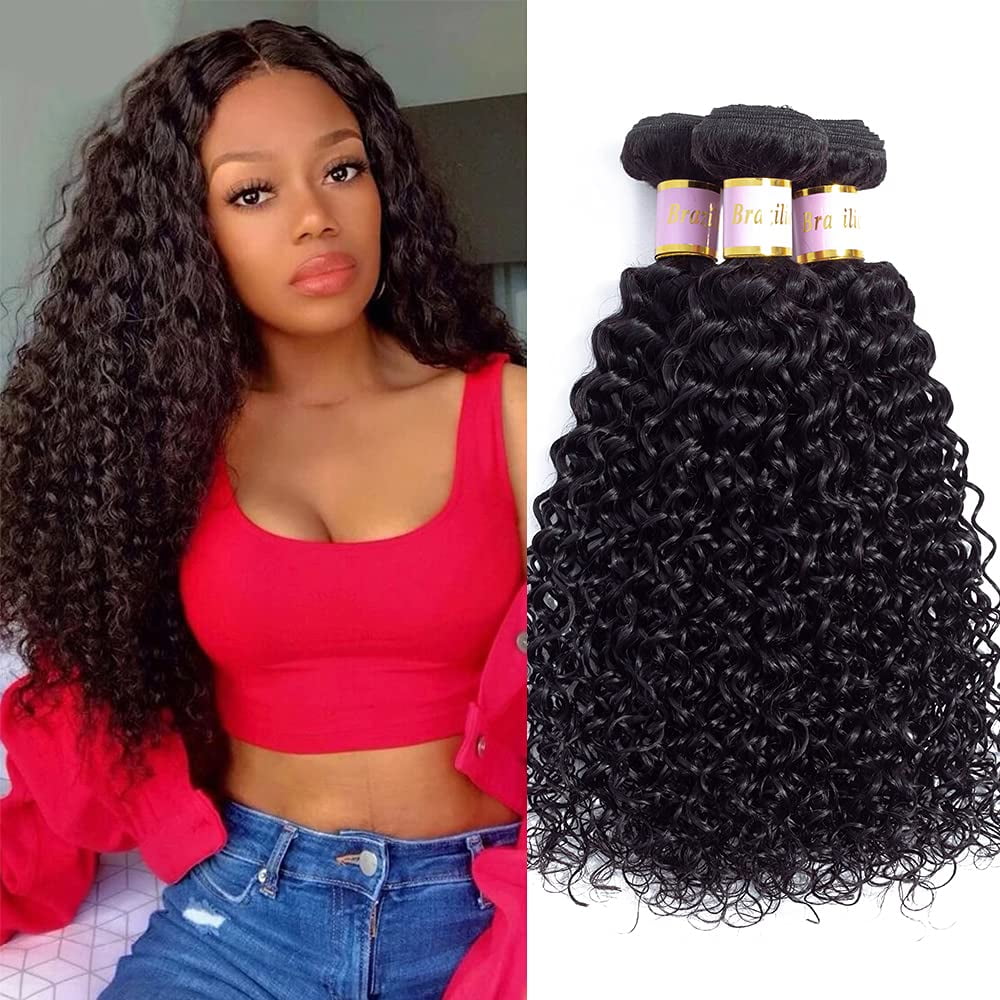 10A Brazilian Curly Hair Weave 3 Bundles Kinky Curly Human Hair 100%  Unprocessed Hair Weft Extensions Natural Black Color(16 18 20inch) -  Walmart.com