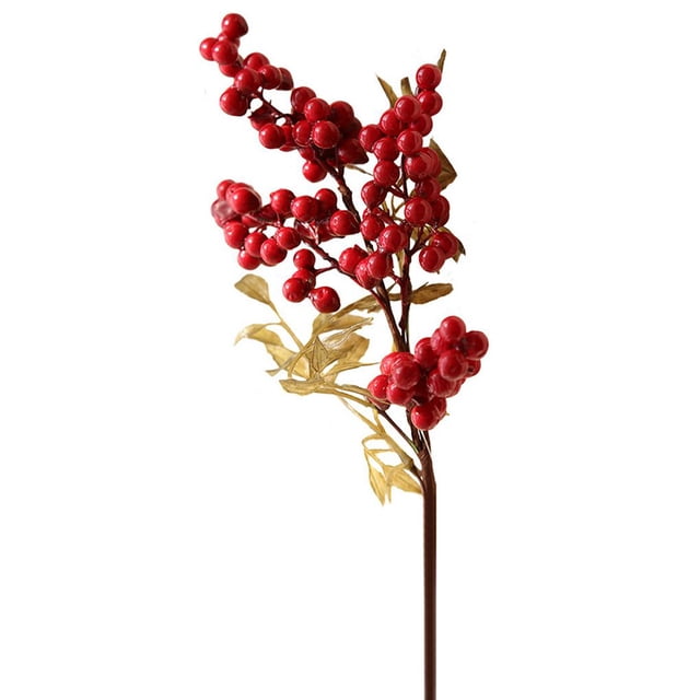 Wosthever 1/2/3PCS Frijoles artificiales Flores Ramo Navidad Decoración para el hogar Planta Bayas Kits de decoración para fiestas PC 1 Wosthever JJ5127-00