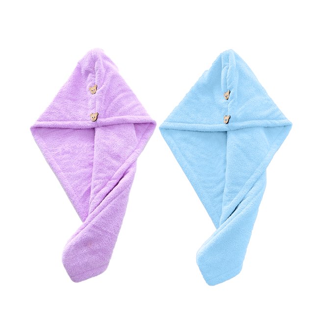 Paquete de 2 toallas de microfibra para el cabello, toalla para secar el cabello, turbante absorbente de terciopelo Coral para el cabello de secado rápido