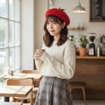 thumbnail image 4 of Jiibva Handmade Kawaii Beret Cartoon Beret Hat Green Leaves Fruit Berets French Style Beret Hats Cute Fruit Painter Hat Lolita Mori Cap for Women, 4 of 7