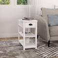 thumbnail image 3 of Gzxs Sofa Side Table Narrow End Desk with Drawer and Open Shelf, Flip Top Design for Bedroom Living Room, White, 3 of 6