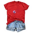thumbnail image 1 of Fiudx Ofertas de La Semana Blusa de Manga Corta con Estampado de Moda para Mujer, Divertida Camiseta con Cuello Redondo, 1 of 5