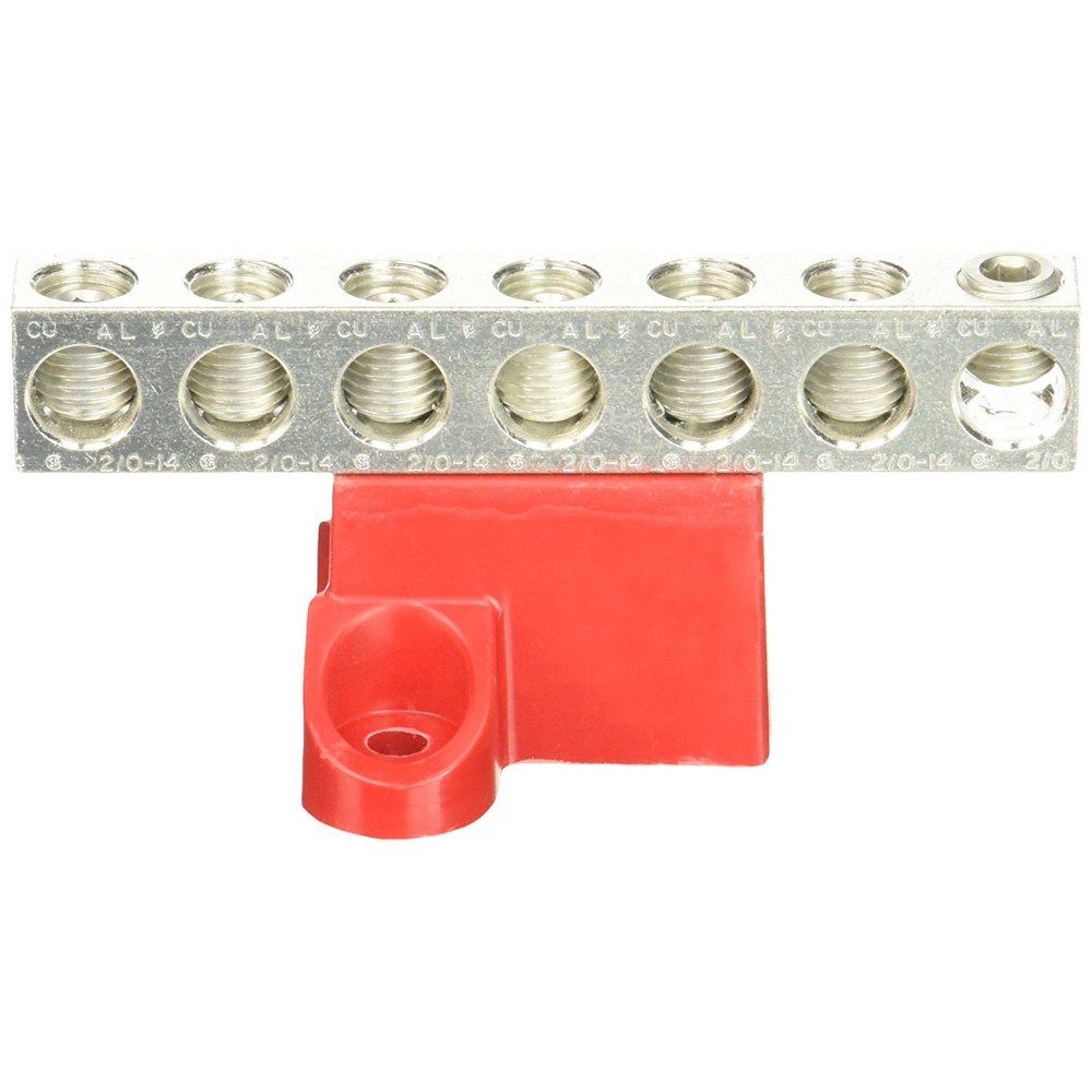 Aluminum Isolated Ground Bar with 7 Circuits 2 /014 AWG