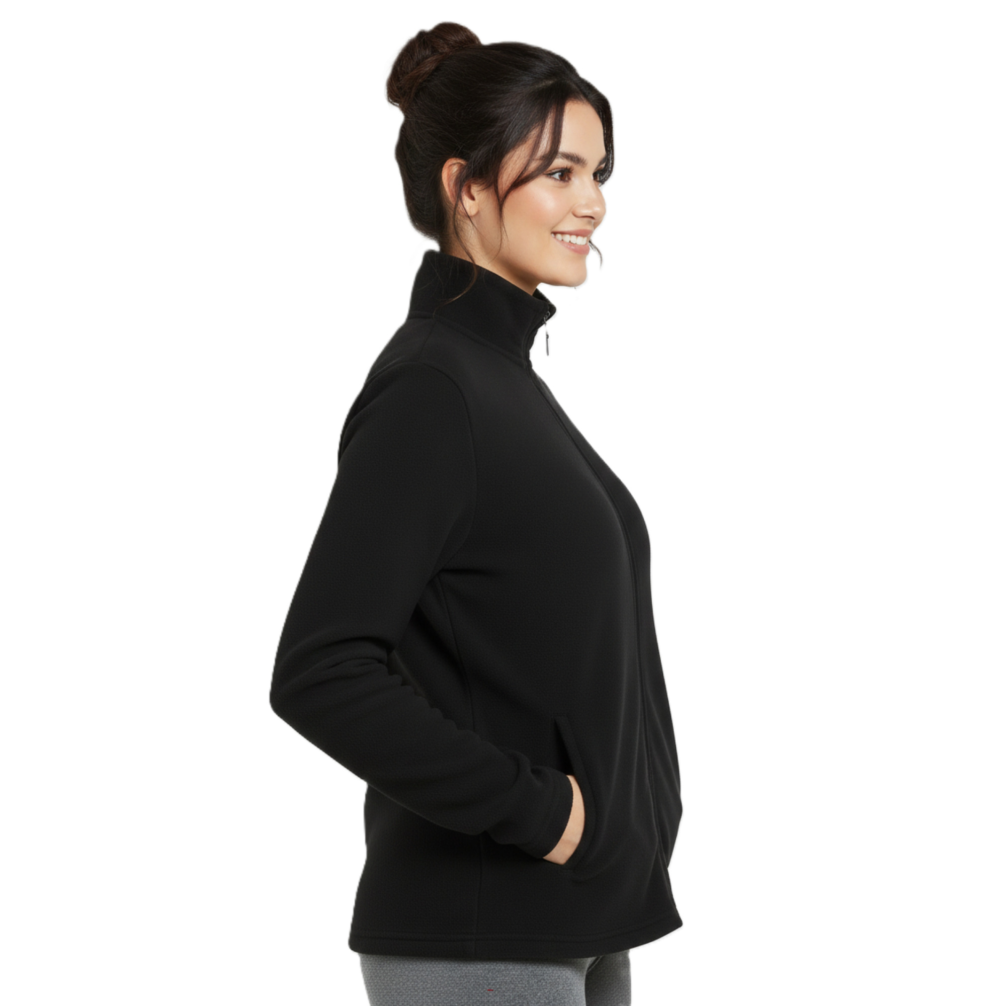 COUVER Women's Full-Zip Polar Fleece Jacket, Black photo 2