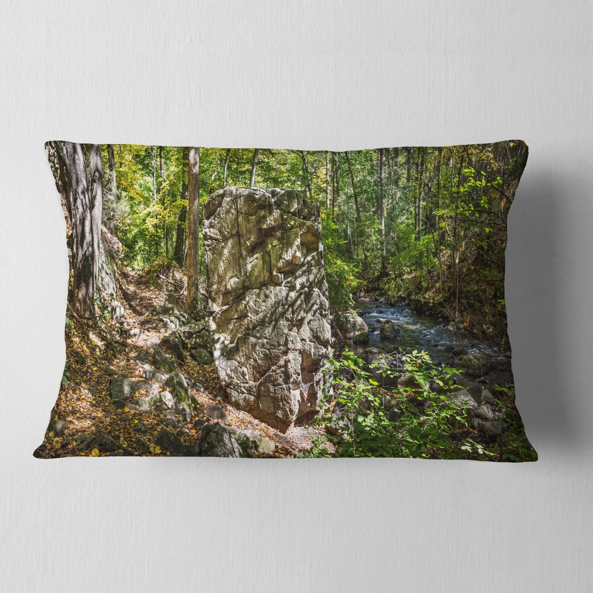 Designart 12" x 20" Black Polyester Throw Pillow