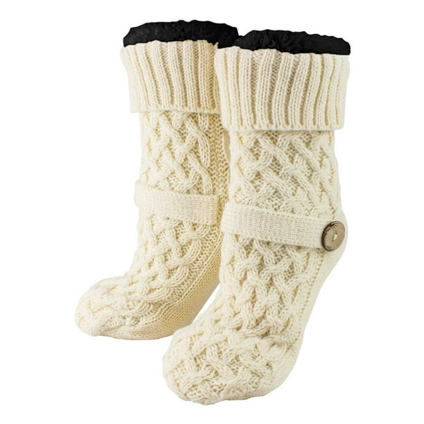 Minx MinxNY Women's Slipper Socks NonSkid Sweater Buckle Warm Argan