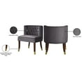 thumbnail image 4 of Maklaine 19" Velvet Dining Chair in Plush Gray/Espresso/Gold (Set of 2), 4 of 5