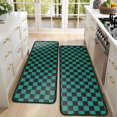 thumbnail image 4 of Kitchen Rugs Sets Of 2,Teal and Black Checkerboard Pattern Anti Fatigue Kitchen Mat Rugs Non Slip Washable,Decorative Kitchen Floor Mats for Kitchen,Sink,Laundry,17"x47"+17"x47", 4 of 5