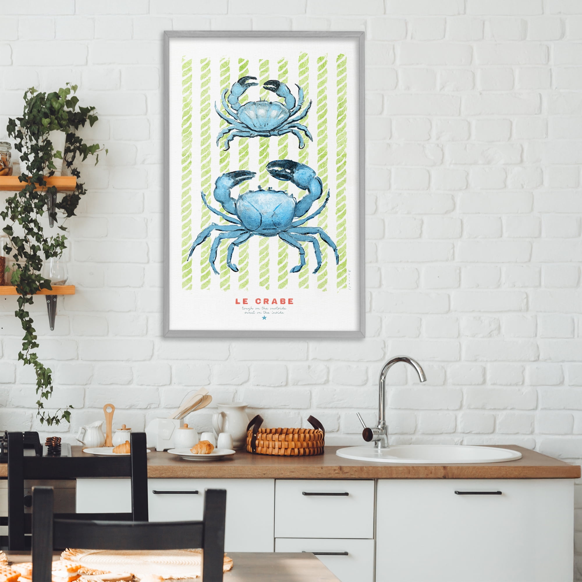Stupell Industries Modern Bistro Crabs Gray Framed Giclee Art, design by Chad Barrett