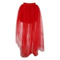thumbnail image 5 of VUPSGEZ Women's Solid Color Swallowtail Irregular Mesh Short Front And Long Back Tutu Skirt (Red,One Size), 5 of 8