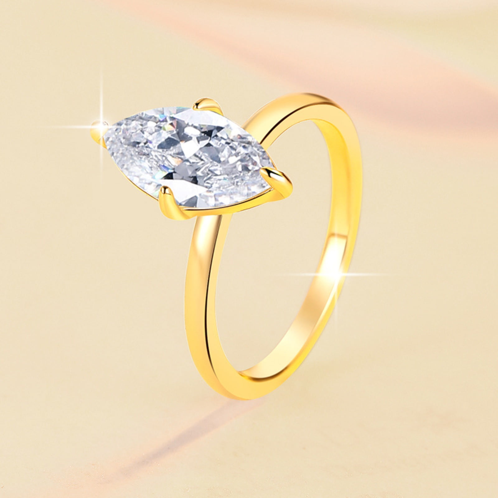 2 Carat Marquise Cut Moissanite Rings for Women D Color VVS1 Gold Engagement Ring 925 Sterling Silver Anniversary Wedding Promise Rings for Women Size 4-10