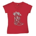 thumbnail image 5 of Country Girl Boots Women's V-Neck T-shirt Vintage Cowgirl Western Floral Southern Rustic Country Style Cute Roses Rodeo Tee, 5 of 7