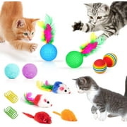 TAIMASI 34Pcs Cat Toys Kitten Toys, Interactive Kitty Toys with Collapsible Cat Tunnels Tent, Cat Wand Catnip Feather Teaser