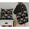 thumbnail image 5 of Soimoi Tissu en Coton Cambric Noir Imprimé Feuilles & Roses au Mètre 58 Pouces de Large, 5 of 5