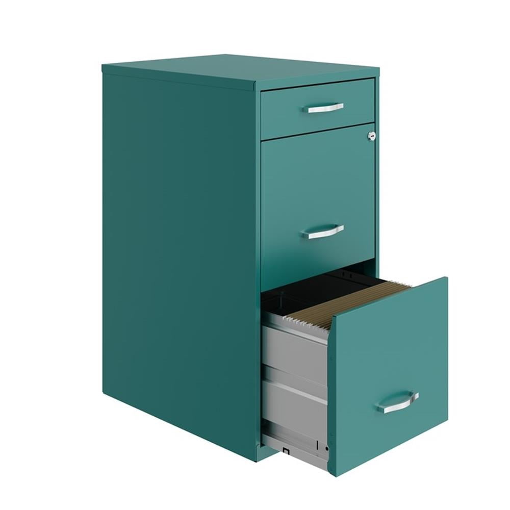 UrbanPro 3-Drawer Lockable Metal File Cabinet, Turquoise