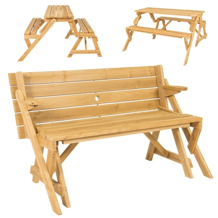 BCP Patio 2 in 1 Outdoor Interchangeable Picnic Table / Garden Bench Wood