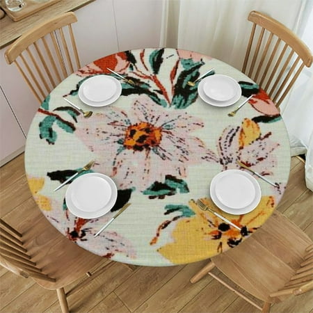 

Autua Flowers Annabel Kidston Arts and Crafts Movement Stain-Resistant Round Tablecloth 100% Polyester for Picnic Dining Kitchen Farmhouse 38 -42