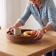 thumbnail image 6 of Walnut Wooden Tray, Rustic Vintage Decorative Tray, Fast Food Style Serving Trays for Eating On Lap, Side Plates for Tea Coffee Breakfast, 6 of 8