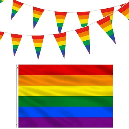 Pride Flags 3X5 ft , Gay Pride Bunting Decorations Triangular LGBT Flag ...