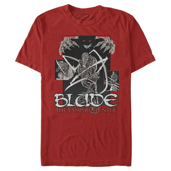 Men's Marvel Blade Gray Grayscale Panels  Graphic Tee Red 2X Large