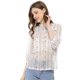 thumbnail image 3 of Blusa Con Cuello Con Volantes Para Mujer, Blusas Transparentes De Encaje Con Mangas 3/4 Blanco S, 3 of 6