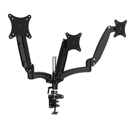 SLYPNOS Triple Monitor Arm Desk Mount Gas Spring Height Adjustment Heavy-Duty Aluminum Arm with C-Clamp Base, Ergonomic Adjustment for 3 15