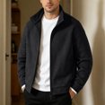 thumbnail image 7 of qafoshin Men's Fleece Jacket Oversized Long Sleeve Stand Collar Coat Casual Solid Color Full Zip Fall Winter Outerwear, 7 of 7