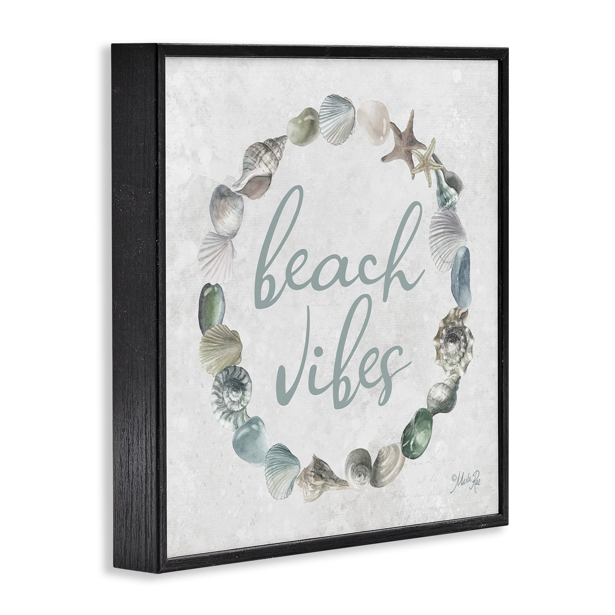 Stupell Industries Beach Vibes with Shells Animals & Insects Painting Black Framed Art Print Wall Art, 17 x 17