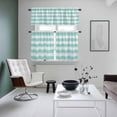 thumbnail image 4 of Aqua Striped Kitchen Curtains Sets for Windows 24 Inch Length, Rustic Farmhouse Stripes Rod Pocket Window Treatments Tier Curtains and Valances Set for Bedroom/Bathroom, 4 of 8